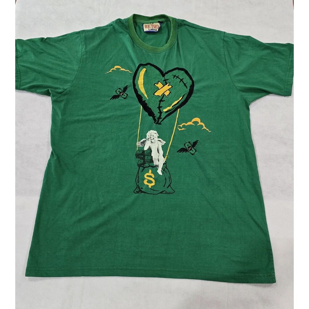 Retro Label No Love Green Graphic T-Shirt Size XL Match Jordan 4 Pine